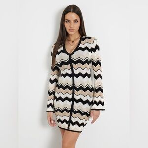 New GUESS Striped mini sweater dress SZ L